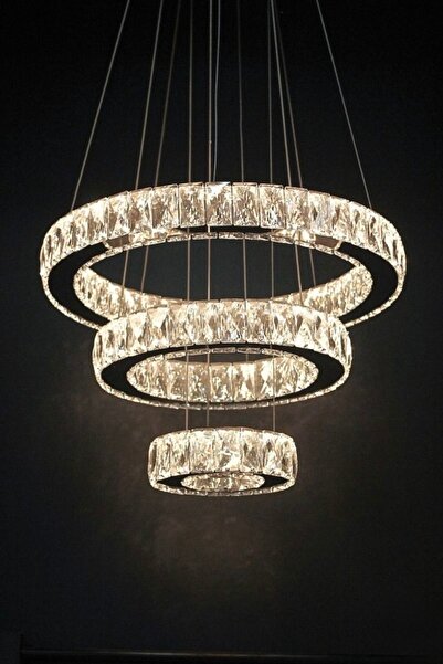 Cristalin Aydınlatma Iris Model 3 Kademeli Işık Led Kristal Avize