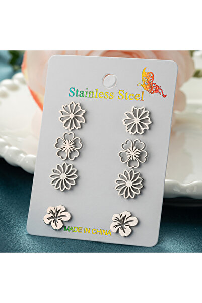 Choice ZH005S 4 أزواج/مجموعة أقراط بوهيمية على شكل زهرة البرقوق للنساء أقراط ...