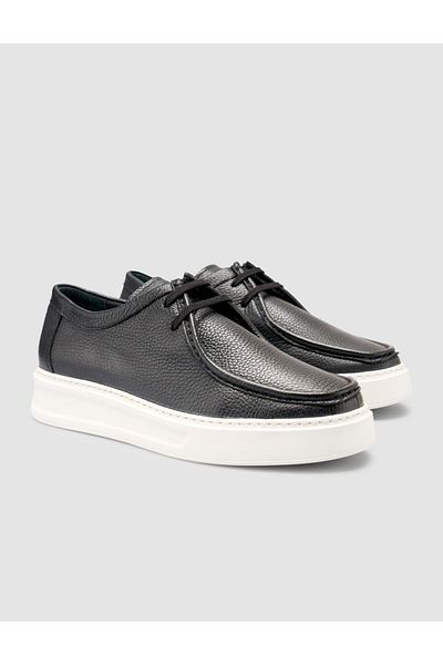 Cabani 100% Genuine Leather Black Men's Casual Shoes