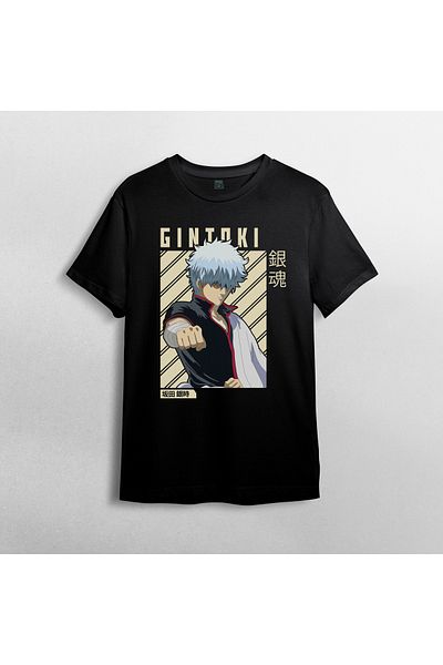 Pixxa Gintama Gin Tama Gintoki Sakata Unisex 100% βαμβακερό μπλουζάκι με λαιμόκοψη μοντέλο 2