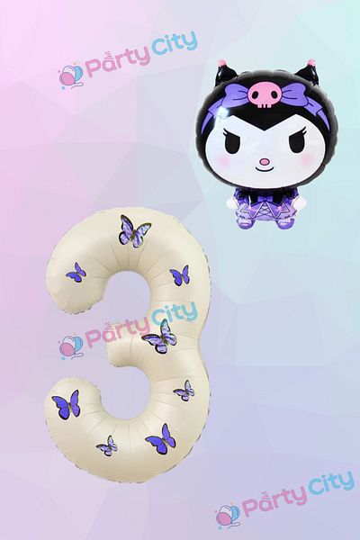 Party City 3 Ηλικίες Butterfly Cream Πολύχρωμο Αλουμινόχαρτο Μπαλόνι - Μπαλόνι Kuromi Foil