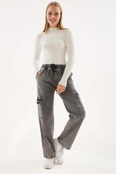 Fashion Friends Anthracite Cargo Denim Trousers