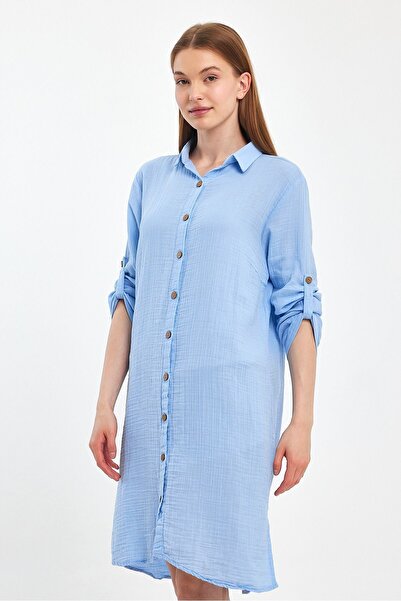 Heaven Ephesus Muslin Cotton Collared Tunic - 1060