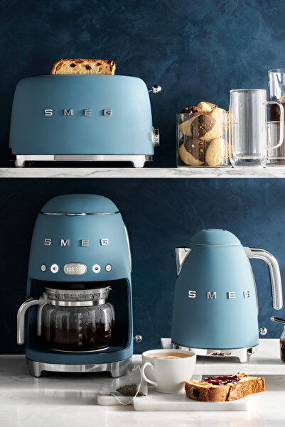SMEG Mat Storm Blue Özel Seri Kettle & Filtre Kahve Makine Seti