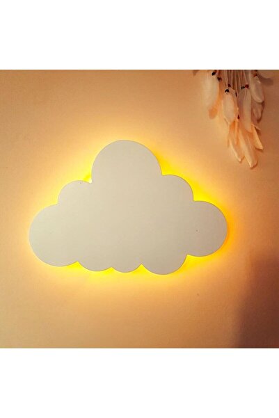 Home Led Işıklı Ahşap Beyaz Bulut Duvar Lambası Çocuk Odası Aydınlatma