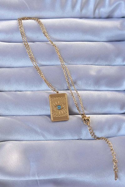 Skygo 316L Gold Color Embroidered Evil Eye Model Vintage Necklace - Tj-Bko9269