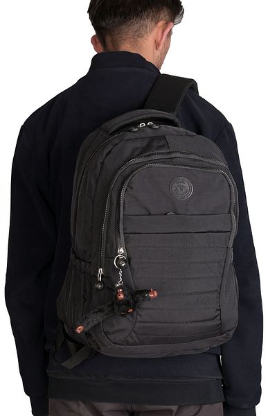 Wander Unisex Μεγάλος Όγκος Πολλαπλών Διαμερισμάτων Crinkle Υφασμάτινη Σχολική Τσάντα Γυμνασίου για Δημοτικό Σχολείο Μαύρο