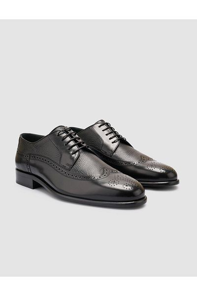 Cabani 100% Genuine Leather Black Laced Men's Classic Shoes