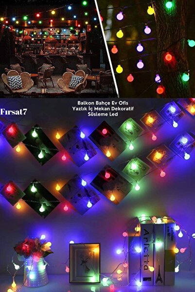 Fırsat7 5 Metre 28 Led Fişli RGB Mini Top Led Balkon Bahçe Ev Ofis Yazlık İç ...