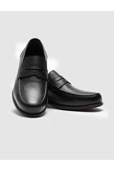 Cabani Hakiki Deri Siyah Erkek Loafer Ayakkabı