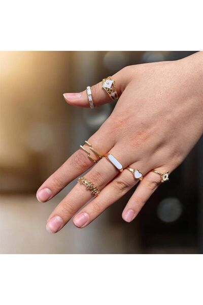xesha 7 Piece Joint Ring Set Gold Color Ring Set