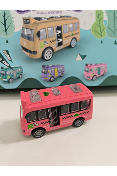 KİNKU Sürtmeli Pembe Otobüs Açılan Kapılar Yumuşak Teker 12x6cm