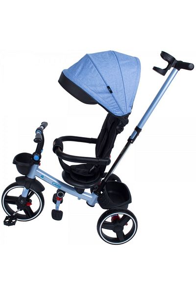 KidsCare Folding tricycle for children blue, rotating seat, sun canopy, parent handle