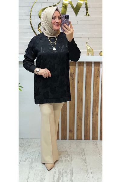 Meryemce Butik Jacquard Satin Tunic