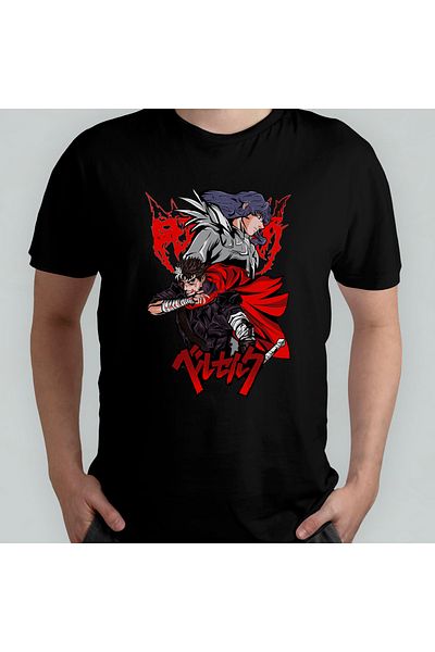 Pixxa Berserk Anime Manga Unisex 100% βαμβακερό μπλουζάκι με λαιμόκοψη μοντέλο 3