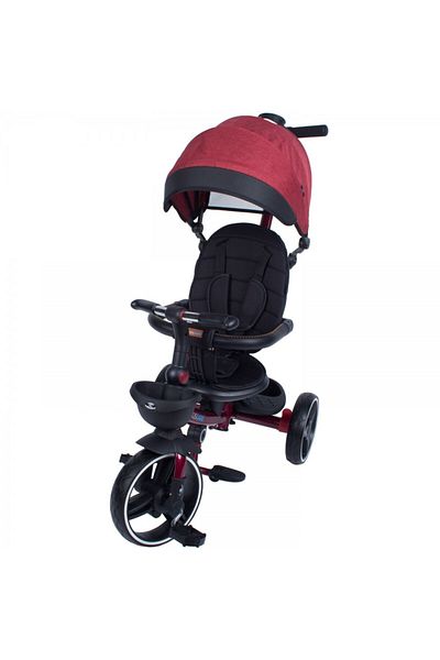 KidsCare Red folding children's tricycle, rotating seat, sun canopy, parent handle