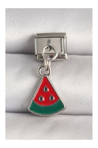 Clariss 316L Steel Silver Color Watermelon Slice Model Nomination Charm