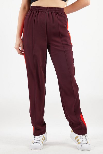 Lacoste Women Regular Fit Side Tape Seamed Track Pants, Maroon