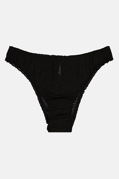 NA-KD Women Textured Brazilian Pantie, Black