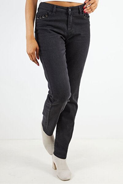 ONE STEP Women Straight Plain Four Pocket Pants, Black