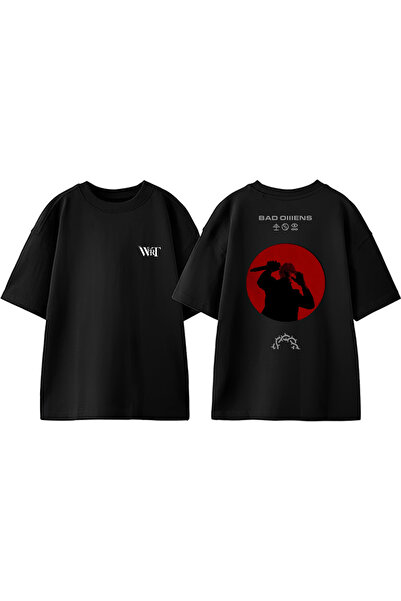 THEWERT تي شيرت Bad Omens Sebastian Design من القطن الأسود المطبوع من الخلف