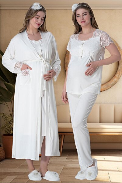 By Mecit Pijama Maternity Long Dressing Gown Nightgown Pajamas Maternity Set