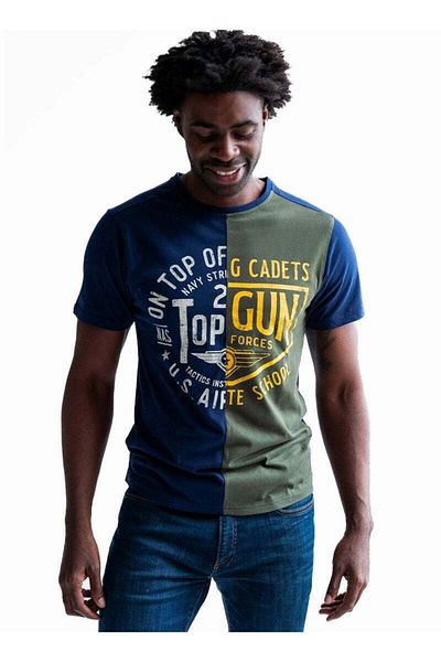TOP GUN Men's Color Block T-Shirt Retro Athletic Style Soft Cotton Short Sleeve Casual Tee