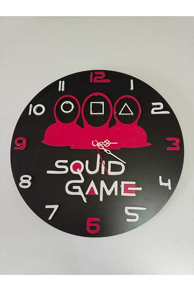 mrchediyesepeti Squidgame Model Modern Wooden Wall Clock