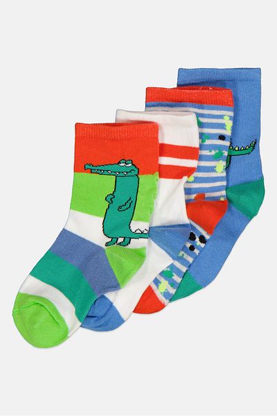 RBX Kids Boy 4 Pair Yarn Dye Crew Socks, Multicolor