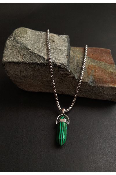 BSN Store Natural Malachite Stone Necklace Accessory