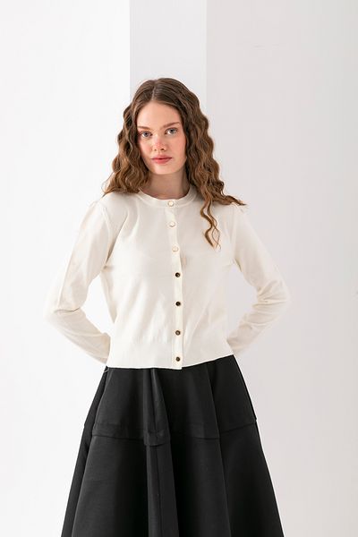 Wega Moda Μακρυμάνικη κομψή εποχιακή ζακέτα - Βαμβακερή ζακέτα με κουμπιά