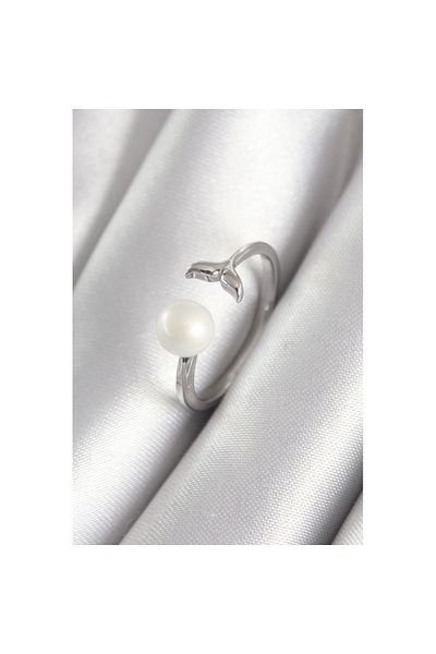 Skygo Brass Silver Color Ball Pearl Figure Fish Tail Model Women's Ring - TJ-BYK3075