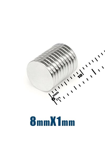 Dünya Magnet Yuvarlak Neodyum Mıknatıs Magnet - D 8x1 mm - 5 adet