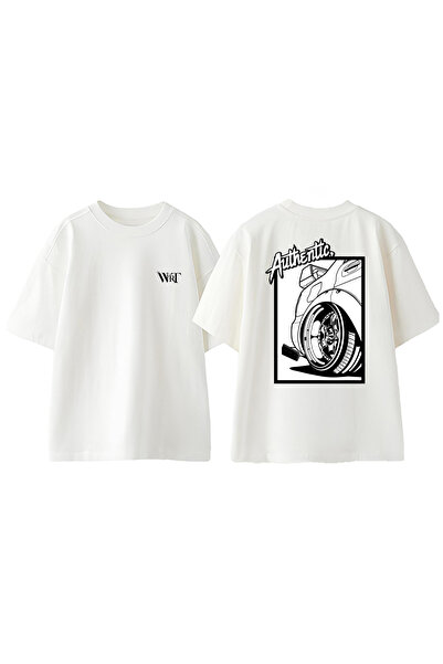 THEWERT Ruksak autentičnog dizajna Štampano Pamuk beli Oversize kroj T-shirt