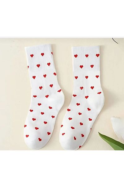 Amur 5 Pairs Women's Heart Detailed College Socks