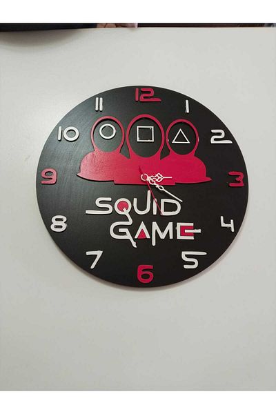 mrchediyesepeti Squidgame Model Modern Wooden Wall Clock