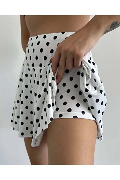 Qvien Secret Жіноча літня спортивна та повсякденна міні-спідниця з шортами з візерунком у вигляді крапок