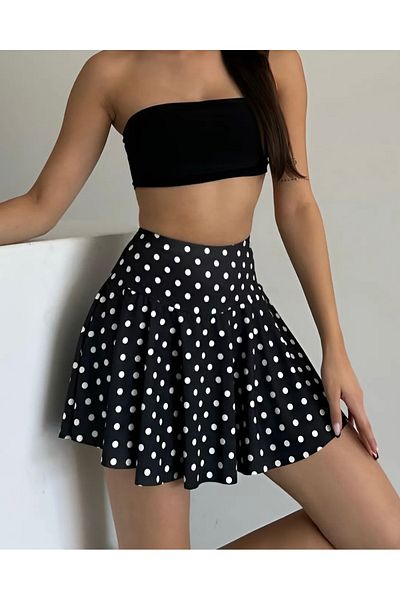Qvien Secret Fusta mini pentru sport de vară și ocazional cu model de buline pentru femei
