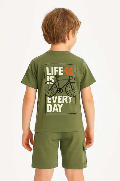 DUBAİ ÇOCUK Boy's Printed Shorts Combed Cotton Suit