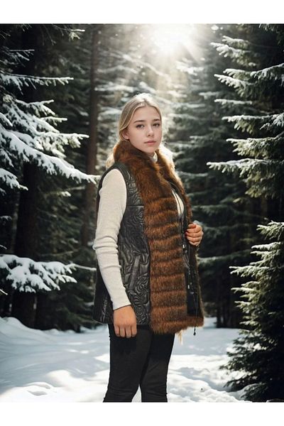 noyo giyim Women's Sleeveless Zippered Vest - Black