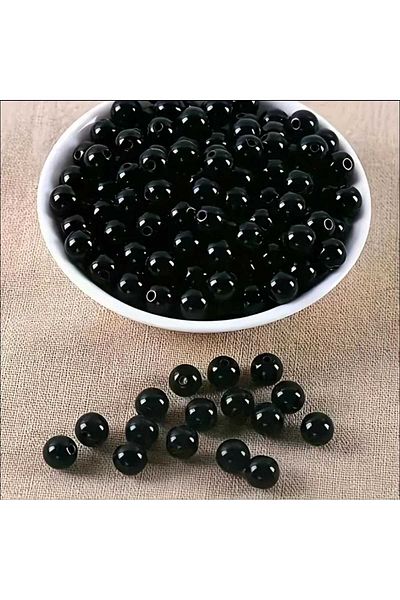 yiğit aksesuar 10 mm 50 Polyester Black Pearl Beads Necklace Wristband Jewelry Making Materials