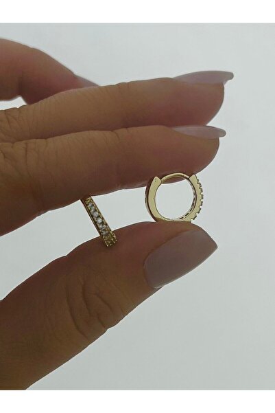 Venom Boutique Bijouterie Accessory Mini Taşlı Gold Kararmaz Antialerjik Çelik Halka Küpe