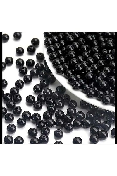 yiğit aksesuar 8 mm Black Polyester Pearl 50 Pcs Bracelet Necklace Jewelry Making Materials