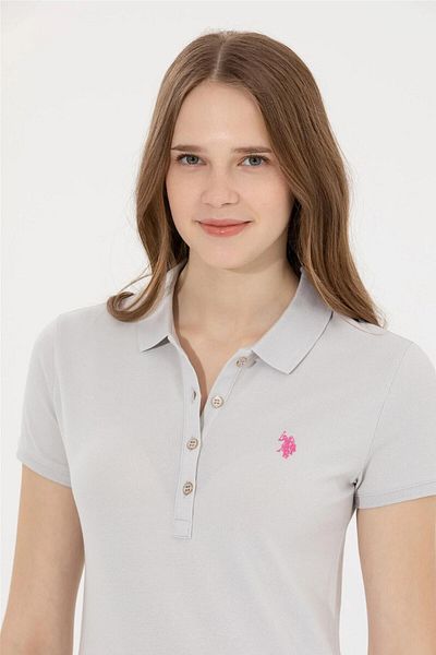 U.S. Polo Assn. Tricou de damă gri deschis cu gât polo