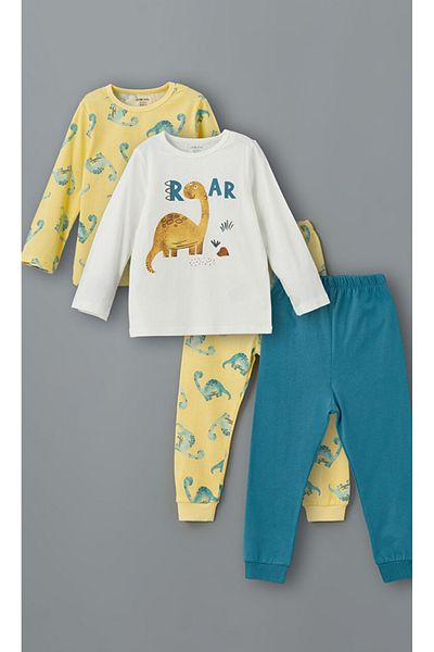 LC Waikiki Lcw Baby Ecru Crew Neck Baby Boy Pajama Set 2 Pcs