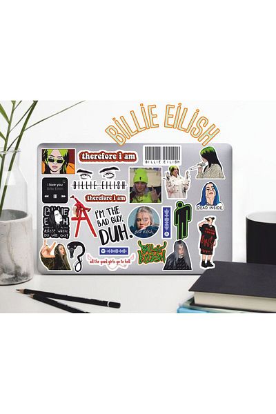 hediyenebak Billie Eilish Series 1 Sticker Set |   Laptop Agenda Pc Tablet Phone Notebook Sticker Bullet Journal