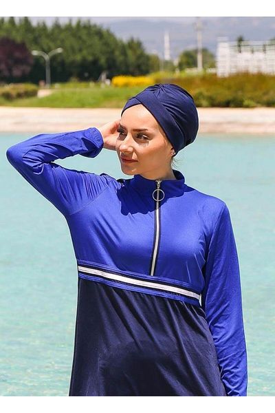 Marina Swimwear Navy Blue Cross Detailed Sea Bonnet B2103