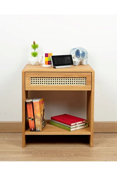 WoodenDecoration01 Ahşap Rattan Çekmece Detaylı Komodin