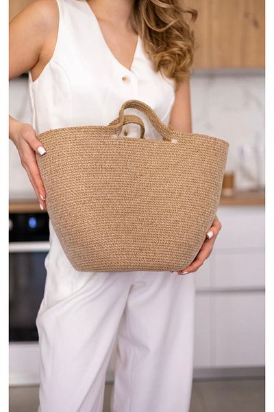 Bohemahomedecor Ψάθινη τσάντα παραλίας από γιούτα