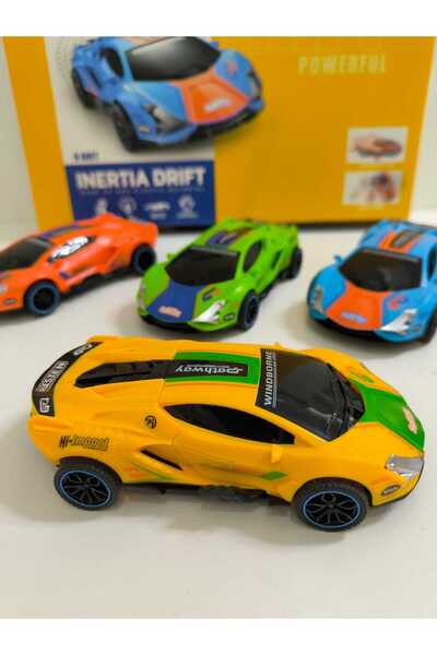 KİNKU Sürtmeli Renkli Drift atan çılgın 5 tekerlekli yarış arabası eğlenceli akrobat araba 16x4 cm